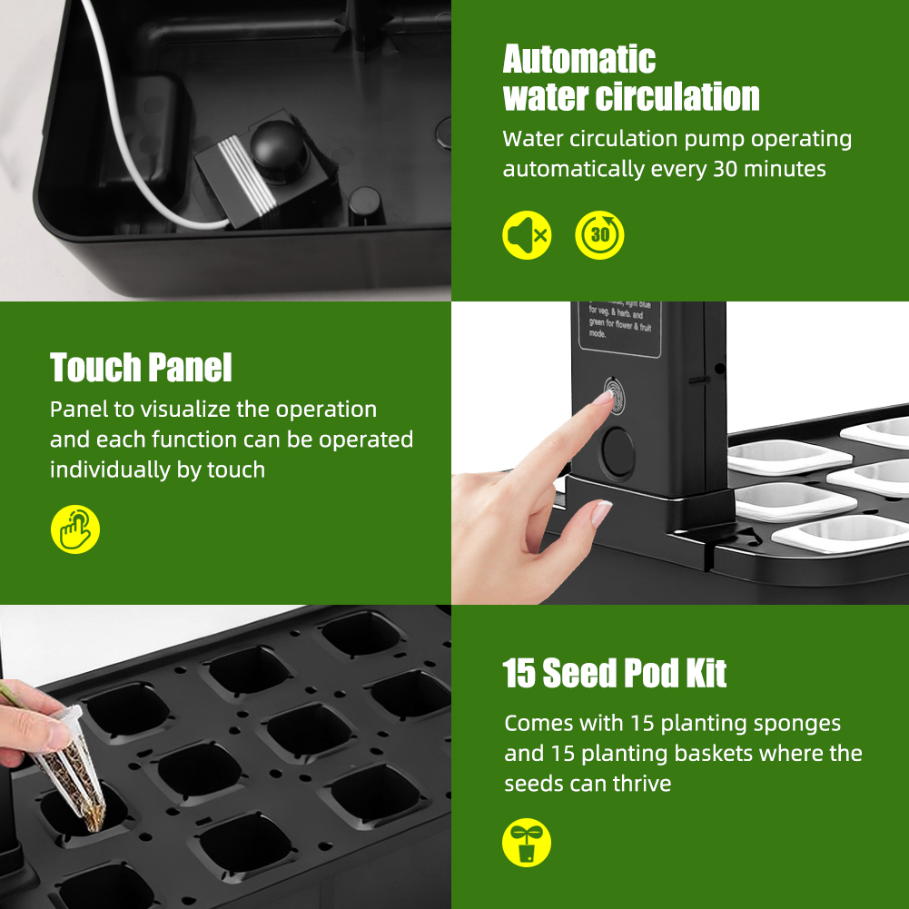 Smart Pod Garden - 【Hot】15-Pods Indoor Hydroponic Garden Kit with