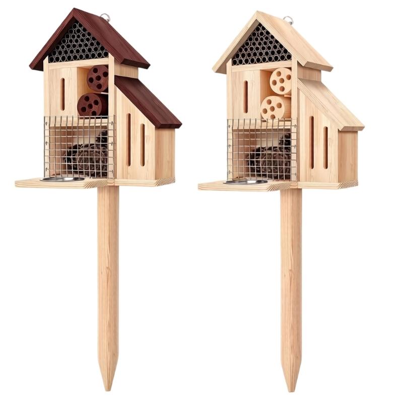 Wooden Insect House on Stake,  - Insect Hotel Wood ulasan dan harga